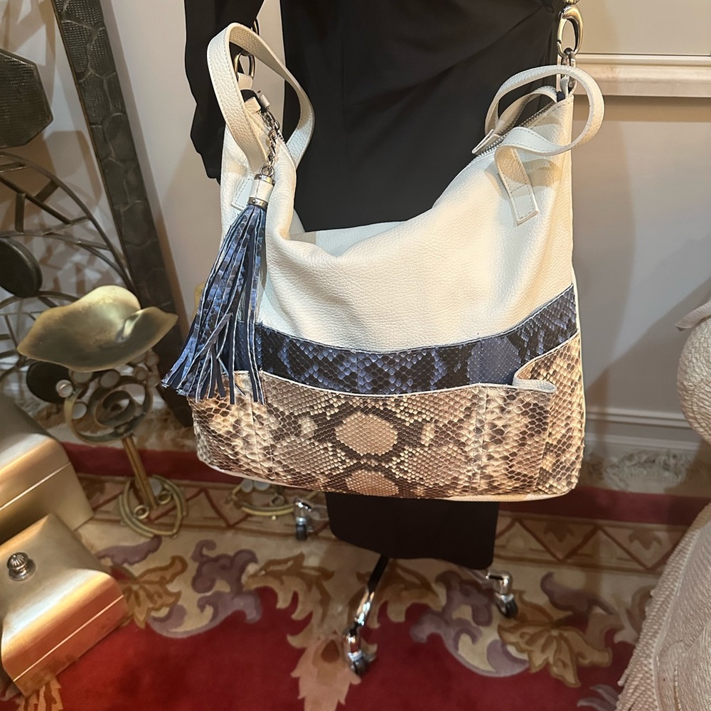 Blu + Baker Large Leather And Python Handbag/Tote - image 1